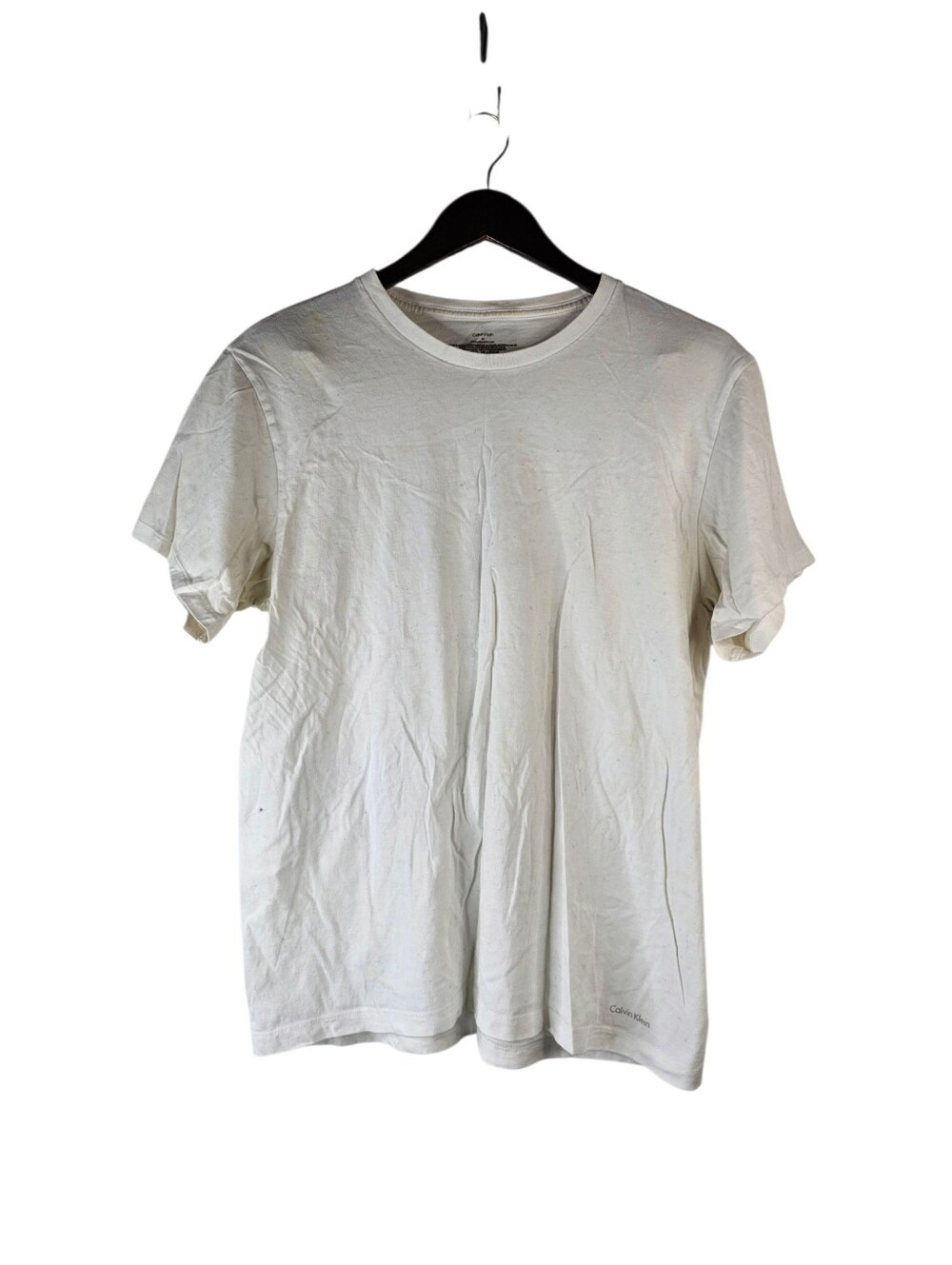 Calvin Klein Mens Medium White Minimalist Logo Crew Neck Short Sleeve T-Shirt